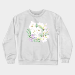 white lily flowers watercolor painting Crewneck Sweatshirt